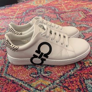 Salvatore Ferragamo Number Bicolor Gancini Low-Top Sneakers